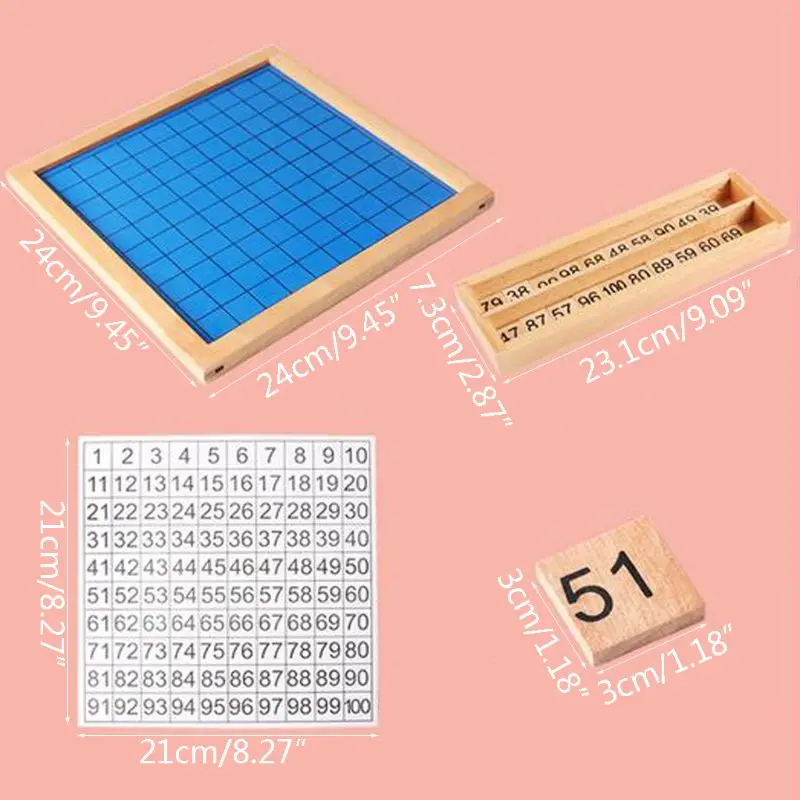 Деревянные игрушки сто доска Монтессори 1-100 последовательных чисел