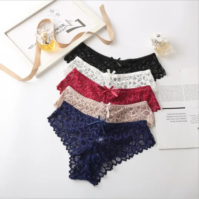 

Women Sexy Lace Lingerie Low-waist Panties Transparent Hollow Out Underwear Female Pantys Lingerie Beauty Underpants S1491