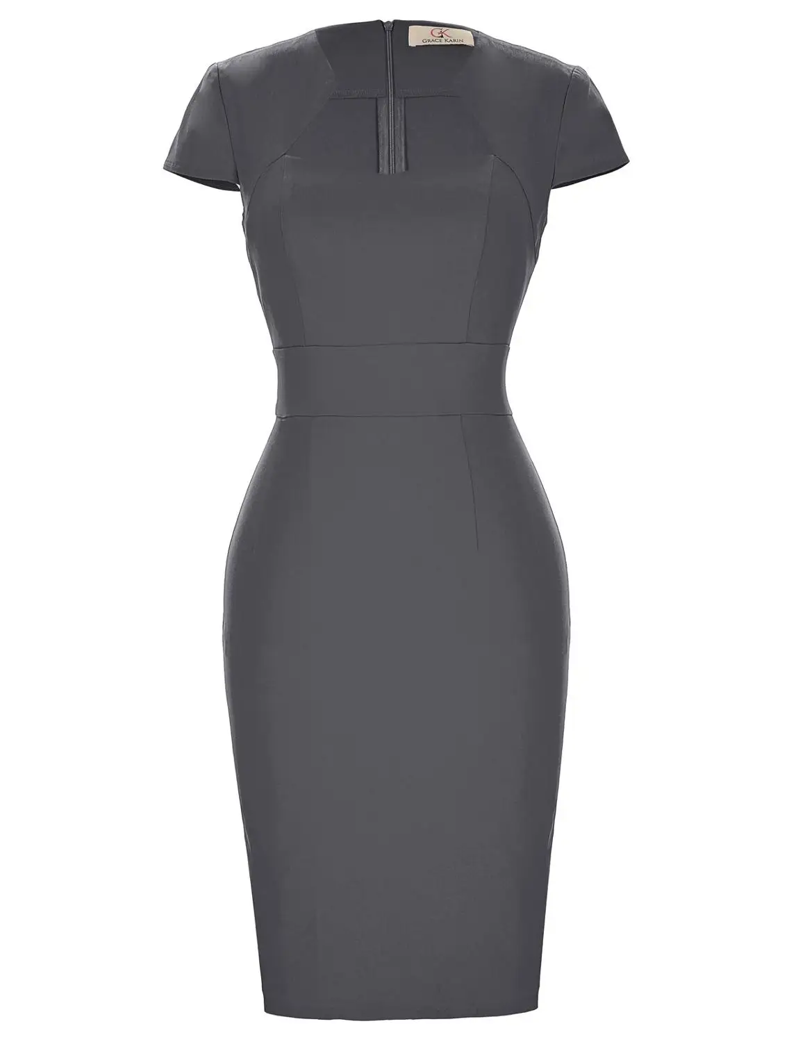 Dark Grey Женское платье-карандаш, Ретро стиль, 1950 s, облегающее, тонкие булавки, для вечеринки, до колена, одноцветное, элегантное, офисное, деловое платье - Цвет: Dark Grey