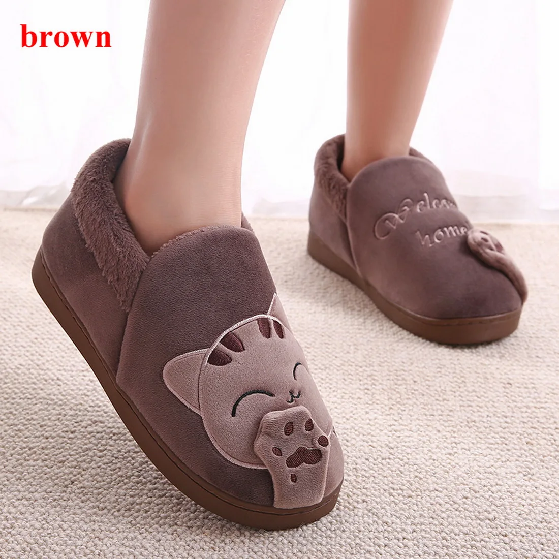 Женские зимние теплые домашние тапочки 2020 обувь для пар Женская плюшевая с