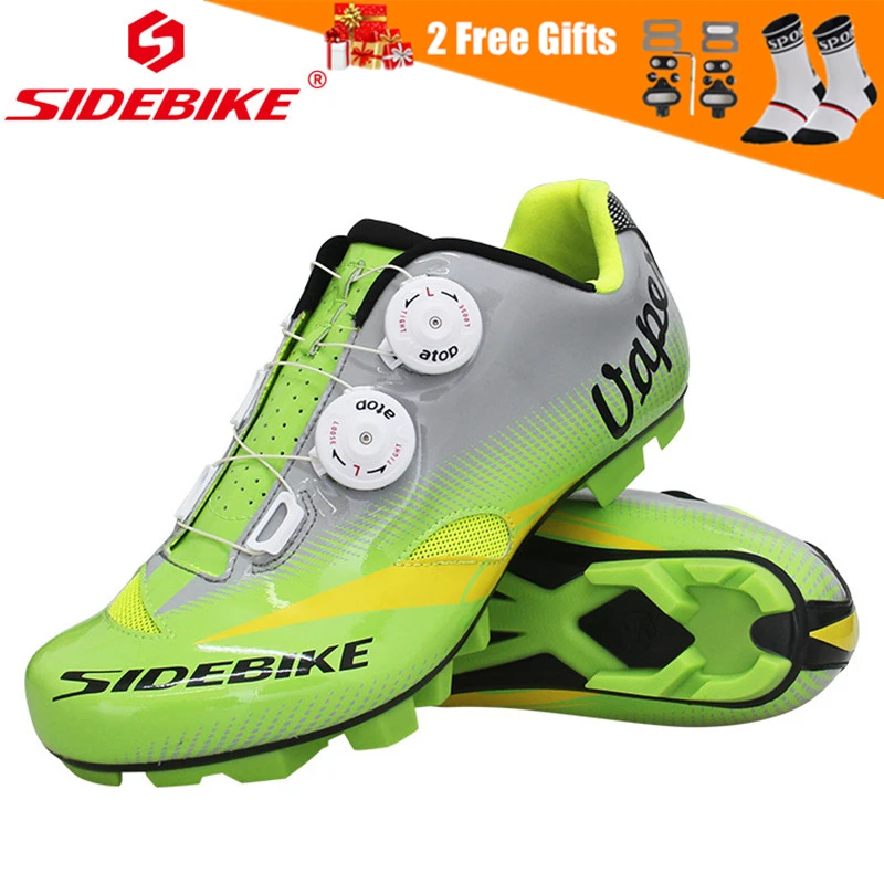 

Sidebike 2020 Pro Mountain Bike Cycling Shoes Athletic Self Lock Cycle MTB Bicycle Shoes Breathable Racing Bike Sneakers Green
