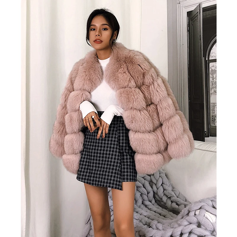 Женская куртка из искусственного лисьего меха с воротником стойкой CP138|Куртки