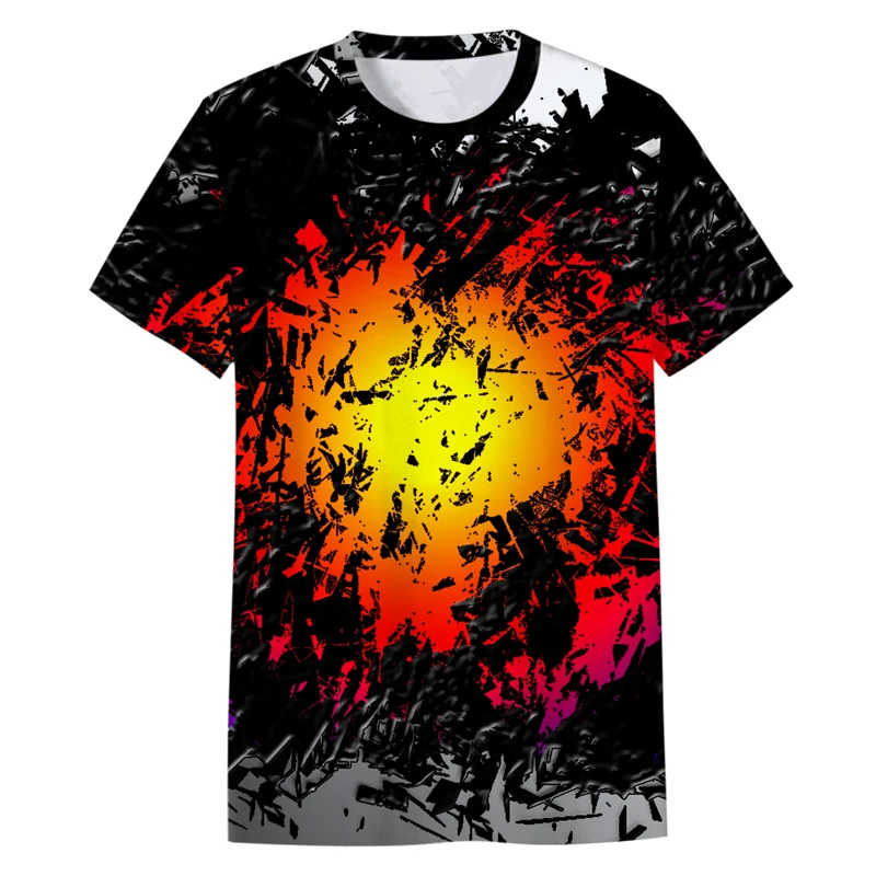 

YFFUSHI Men's 3D T Shirt Fire Hip Hop T Shirt Men Harajuku Boom Fire Short Sleeve Tees Tops Polyester High Quality T Shirts