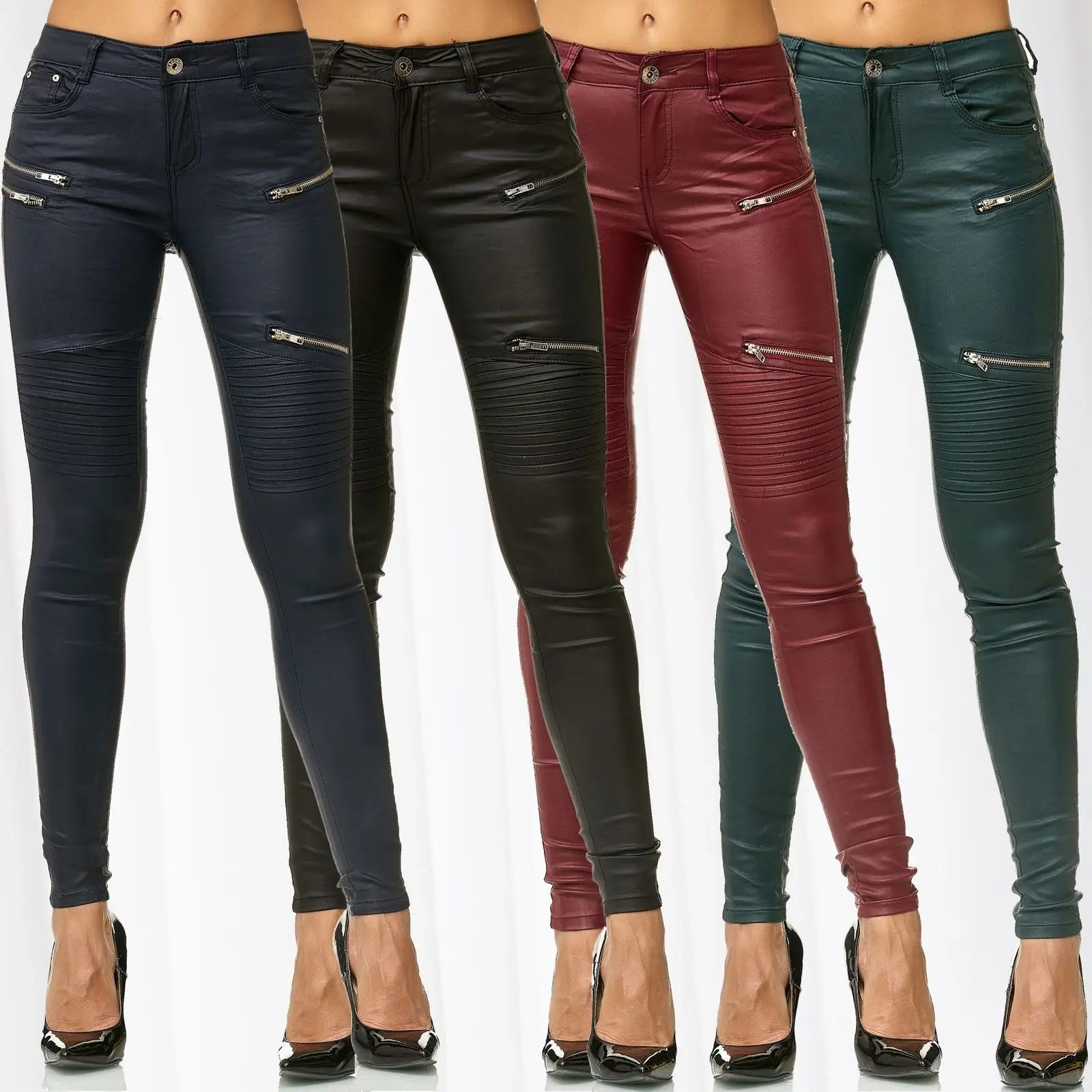 

ZOGAA Woman Leather Pants Capris High Waisted Clothes Full Length Trousers Slim Fit Ladies PU Skinny Stretch Pencil Pantaloons