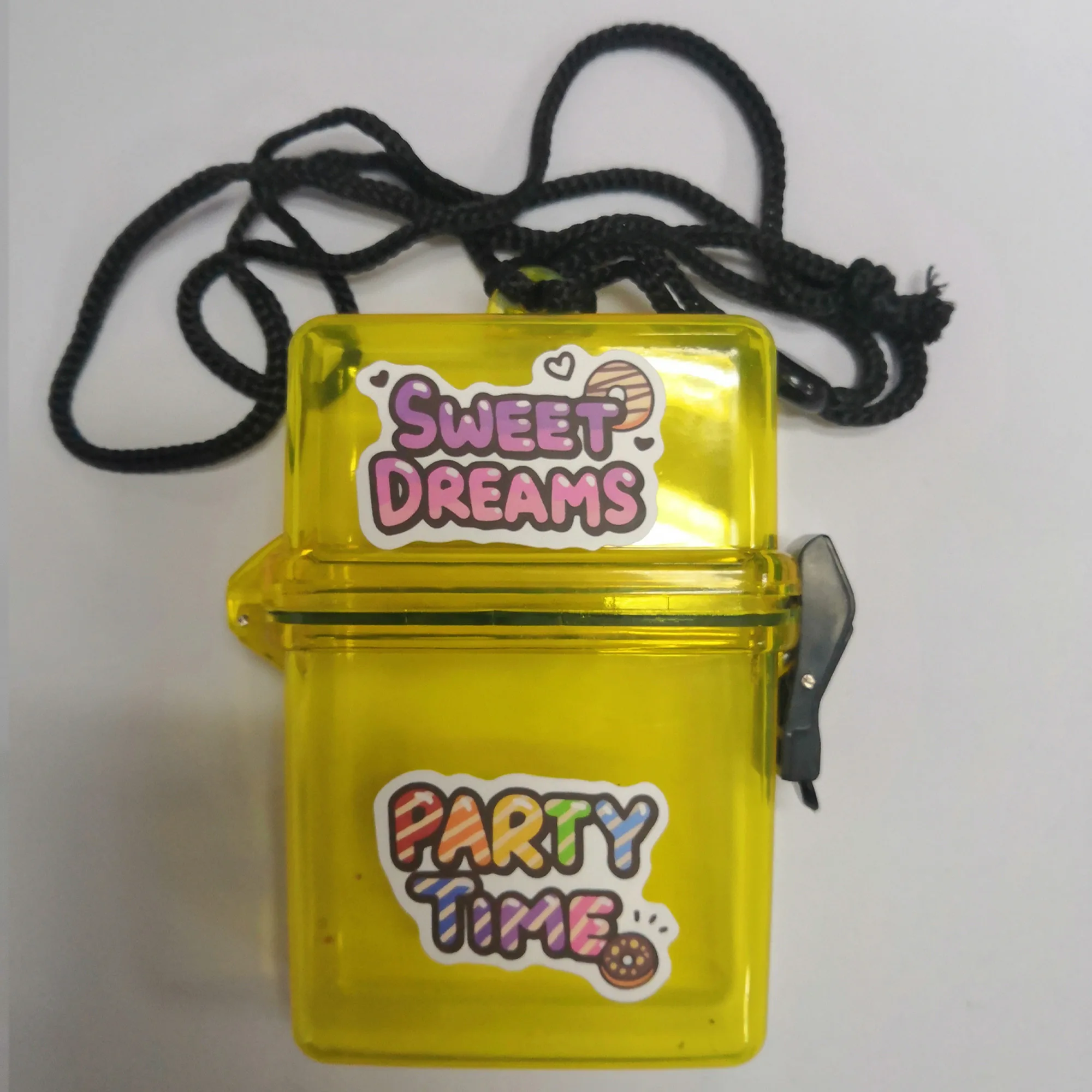 yellow party Вмещает 20 пачек многоцветный женский DIY мультфильм письмо портсигар чехол прозрачный Водонепроницаемый пляж магазин коробка креативный подарок - Цвет: yellow party