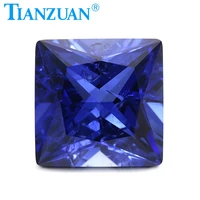 33 light blue color square shape princess cut artificial sapphire corundum stone with cracks and inclusions loose stone