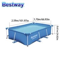 BESTWAY 56403 Steel Pro Frame Swimming Pools Easy Set Above Ground Outdoor Water Tank for Family Hot Summer Size 2.59M