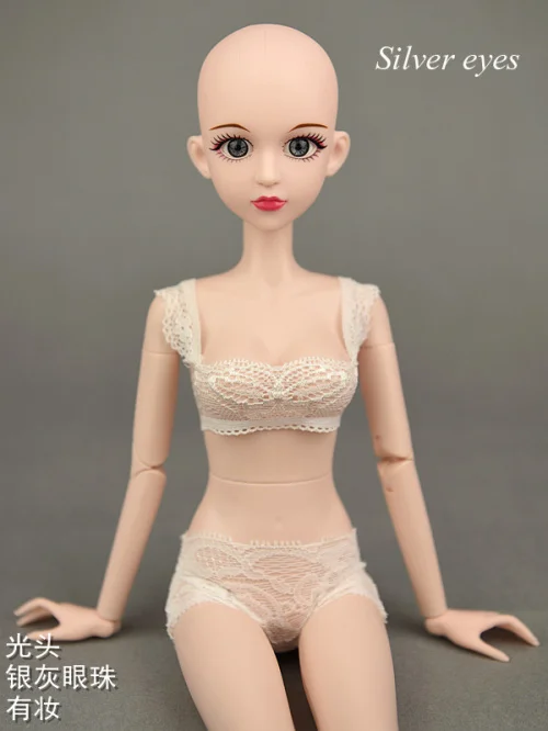 3D реальные глаза Обнаженная 1/4 BJD кукла Синьи/45 см Оригинальная кукла тела с двойным коленом локтевого сустава/для косплея DIY куклы игрушки - Цвет: make up silver eyes