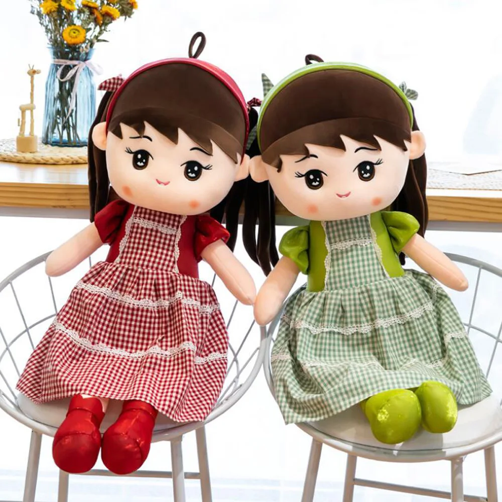 

Детская плюшевая кукла в клетку с юбкой для сна