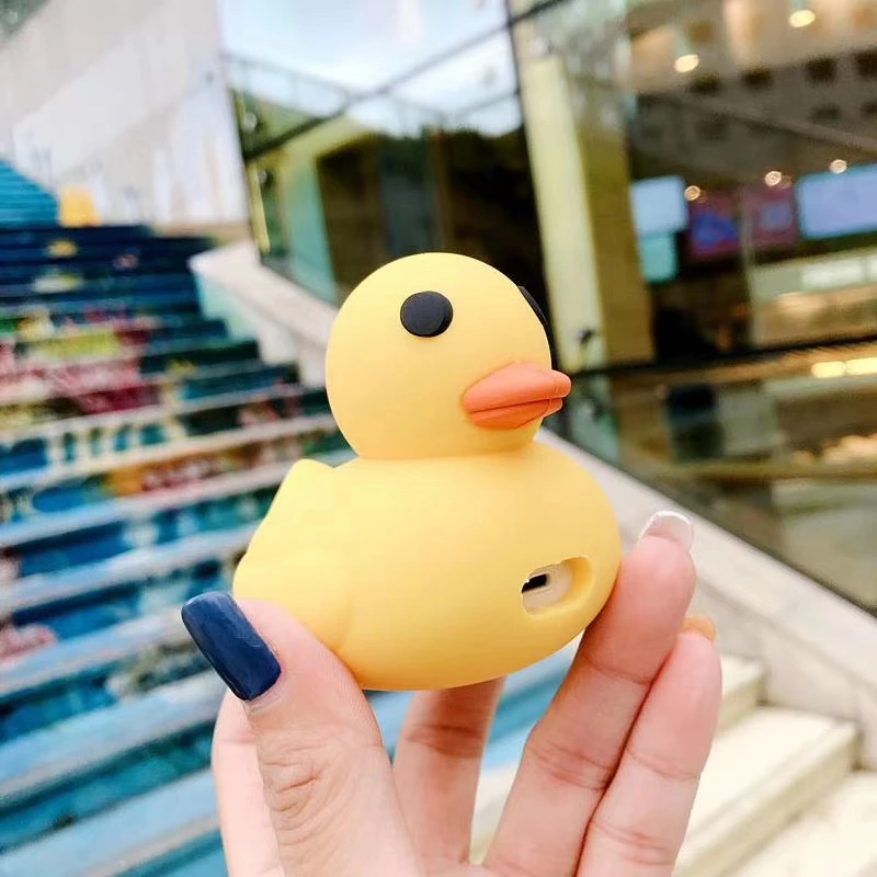 

3D Little Yellow Duck Cartoon for Airpods Case Soft Case for Airpods 2 Silicone Earphone Protective Case for Airpods Charging