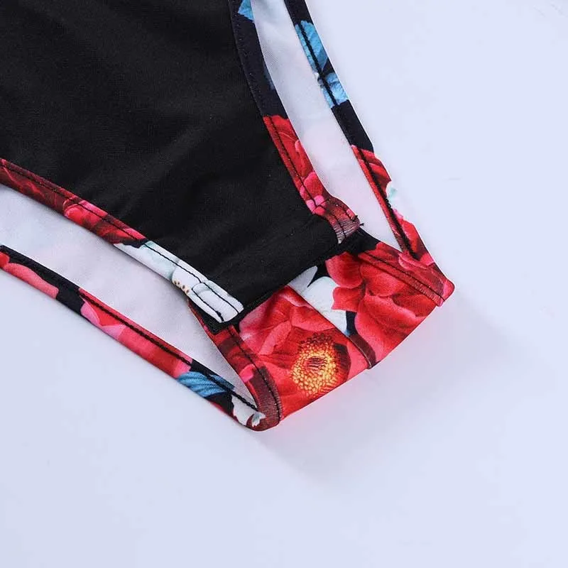 

VGH Hit Color Print Sexy Bodysuit For Women V Neck Long Sleeve High Waist Skinny Playsuit Female Fashion New Clothing 2021 Style