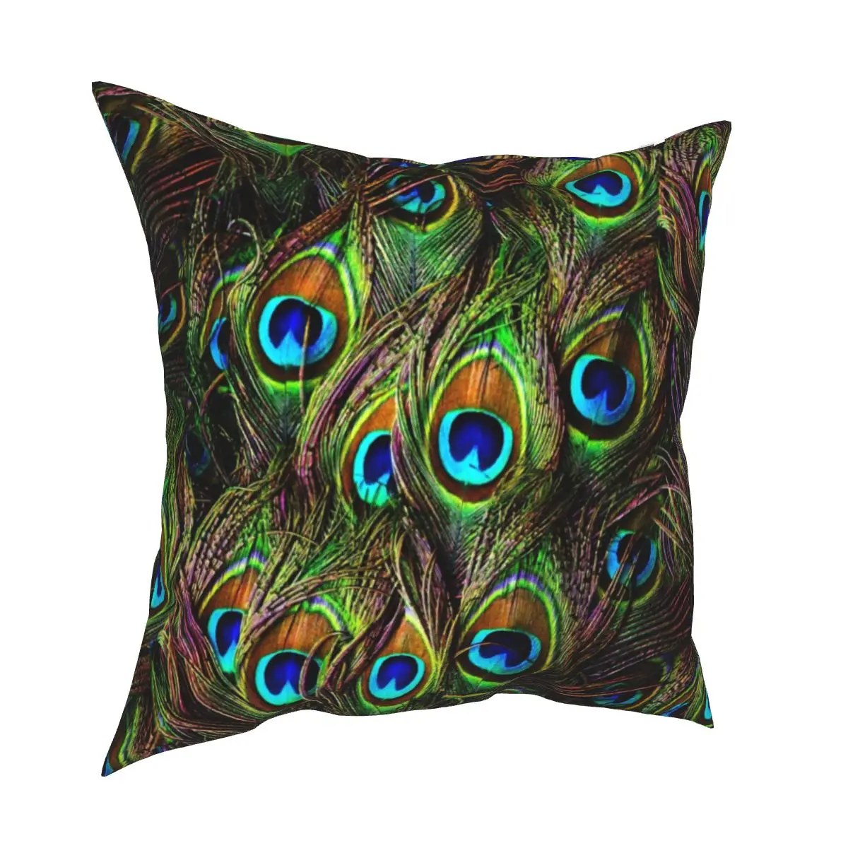 

Павлина наволочка с изображением перьев мягкий чехол для подушки из полиэстера украшения подушка чехол автомобиль квадратных 18"
