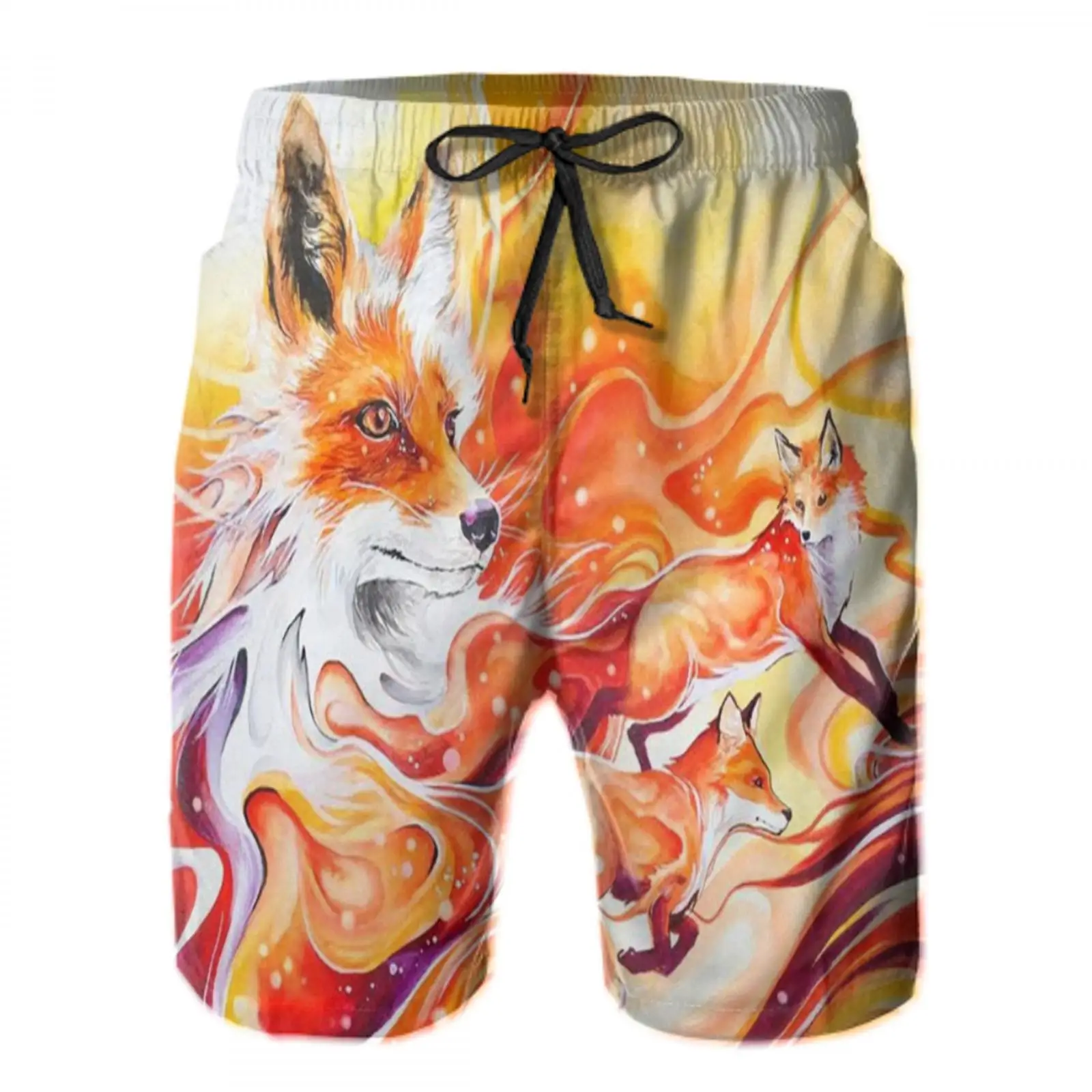 2021 новый лиса свободные пляжные шорты Забавный человек/мужской штаны с рисунком