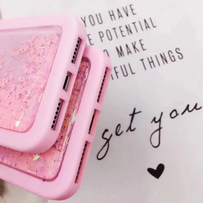 3D мультфильм розовый зыбучий песок Единорог Мягкая силиконовая жидкость StarsPhoneCase