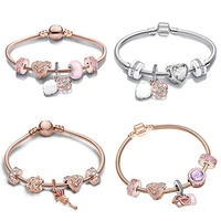 2021 new european style rose love womens bracelet diy combination rose pendant brand bracelet jewelry