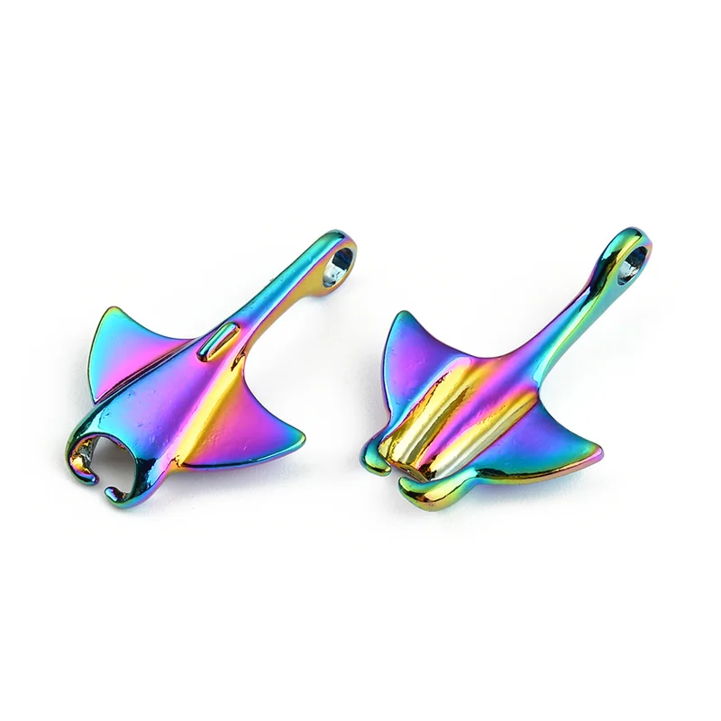 

2PCS Rainbow Multicolor Zinc Based Alloy Pendant Flying Fish Avatar DIY Alloy Jewelry Making Accessories For Necklace Earring