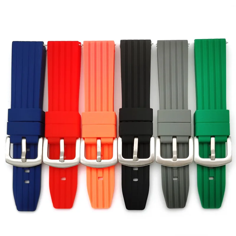 

Shadowshark 20mm/22mm/24mm Silicone Wristwatch Strap Tire Grain Switch Quick Disassembly Ear New 2021 Fashion Buckle Watchband