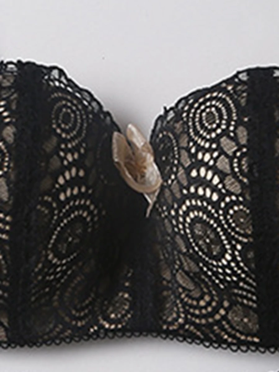 

Elegant Sexy Lingerie Set Breifs Casual Bras Black Solid Adjusted-Straps Half Cup Free Wire Underwear Sets Woman Clothes