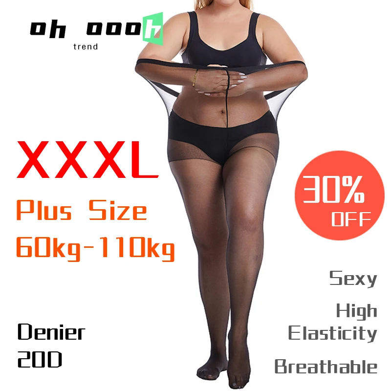 Тонкие чулки 20D для женщин колготки XXXL большого размера женские сексуальные