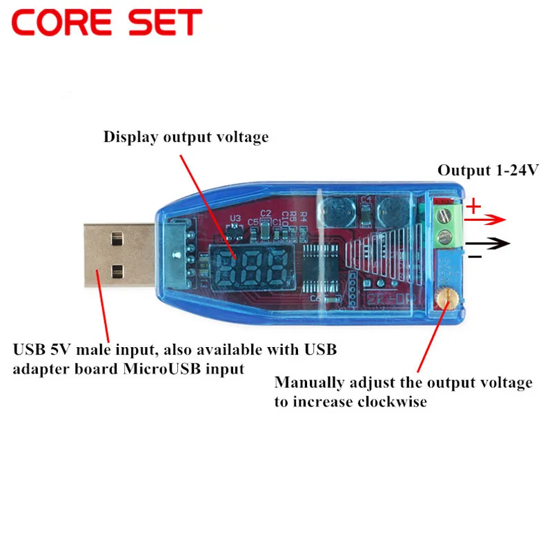 Adjustable USB Регулируемый понижающий блок питания регулятор напряжения Модуль 5 В до 3