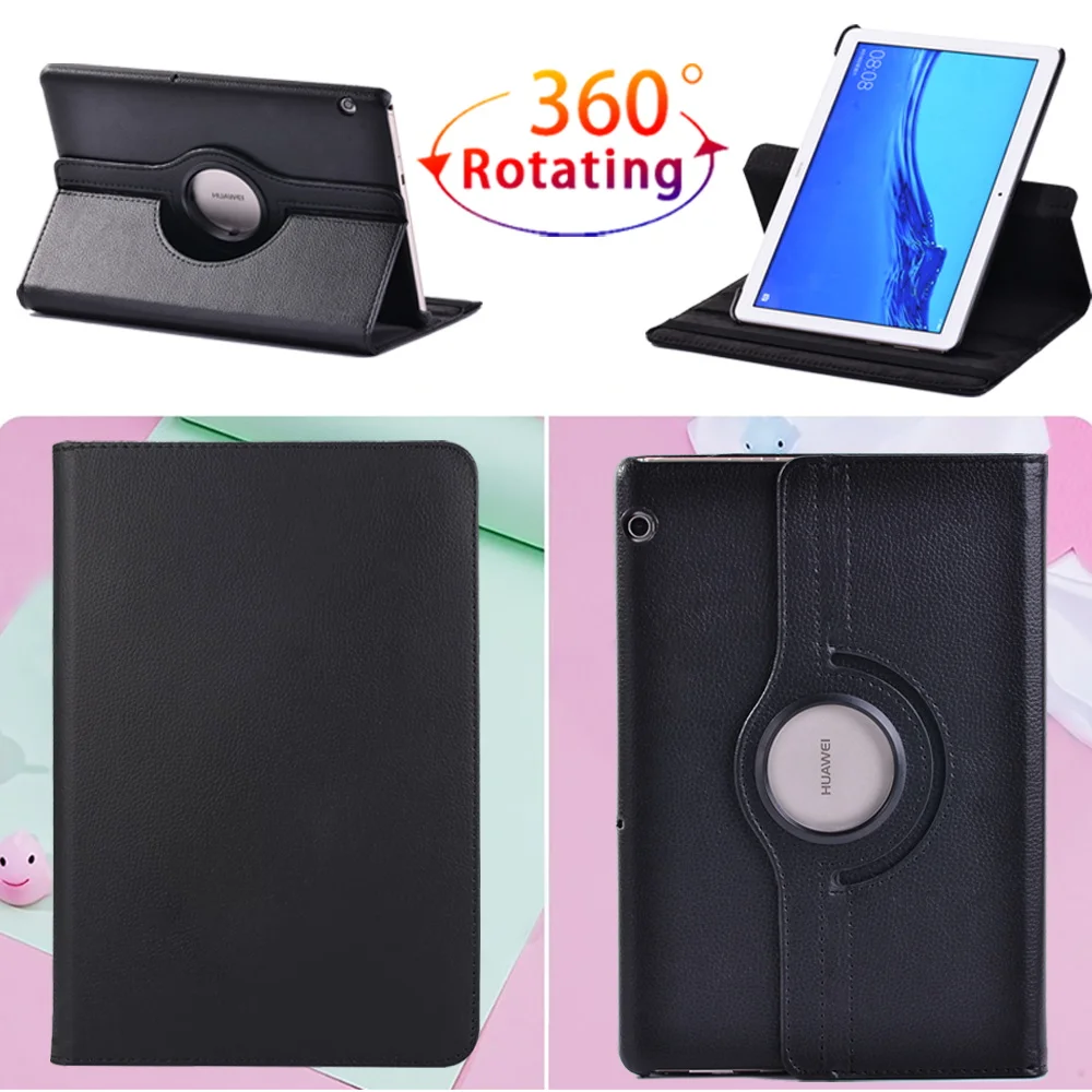 

Умный вращающийся на 360 градусов чехол-подставка для планшета Huawei MediaPad T3 10 9,6 дюйма/T5 10 10,1 дюйма, флип-чехол из искусственной кожи с защитой от...
