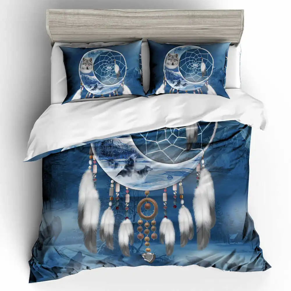 Комплекты постельного белья с 3D-принтом в виде животных темно-синий фон принт