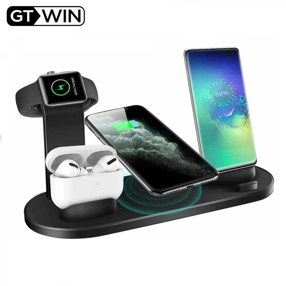 

3 in 1 QI Wireless Mobile Phone Charger for Bluetooth Headphone Watch Rotattable Charging Dock for iPhone Samsung Huawei Xiaomi