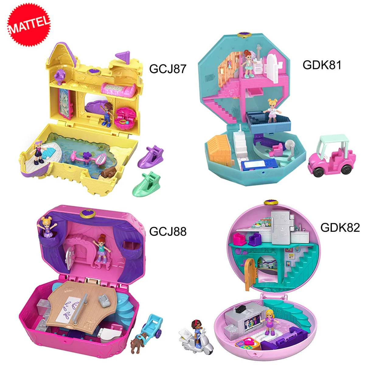 

Polly Pocket Surfing Sandventure Mini Dolls World Treasure Box Twirling Music Toys for Kids Girls Christmas Birthday Gift FRY35