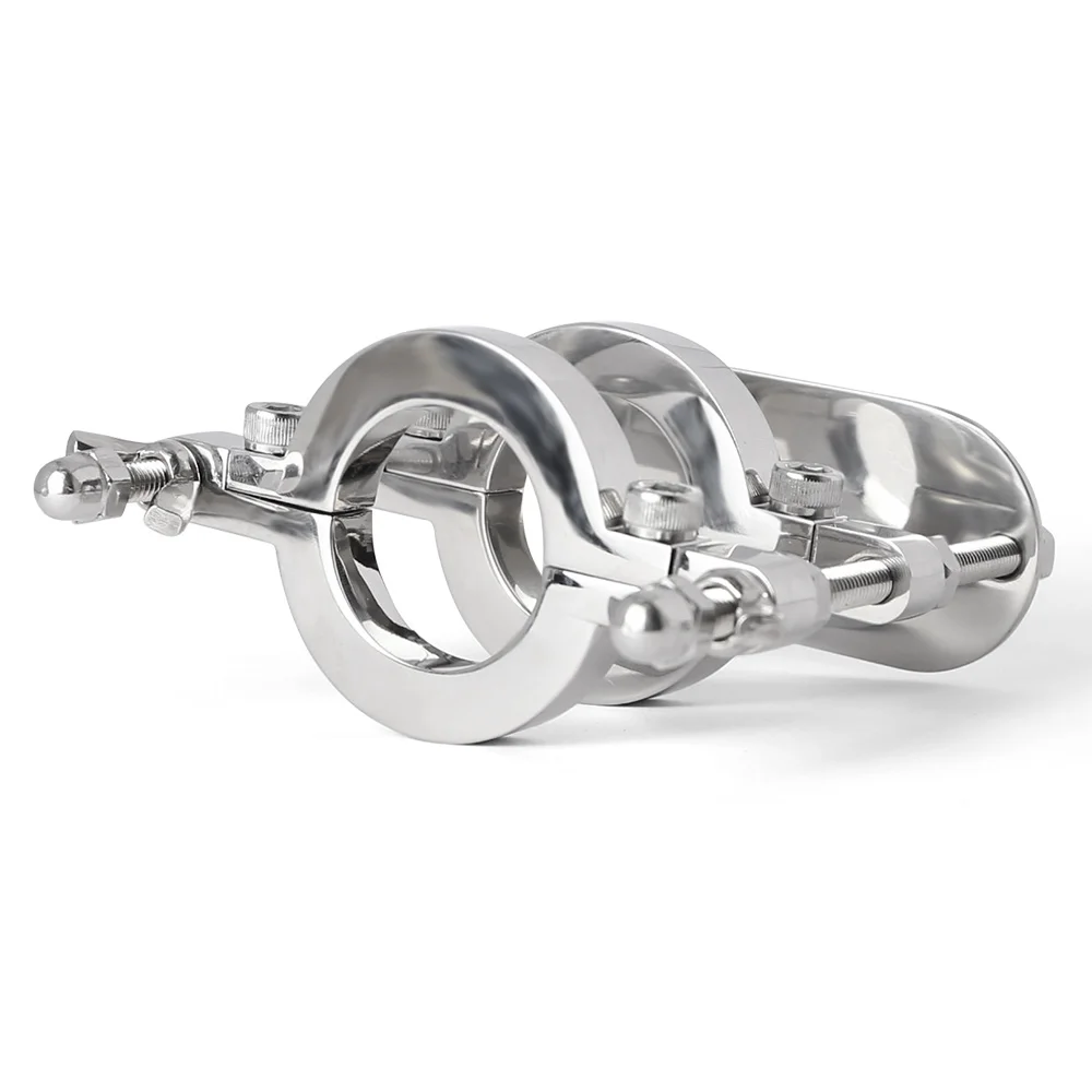 BDSM Ball Stretcher Double Bondage Ring Stainless Steel Penis Scrotal