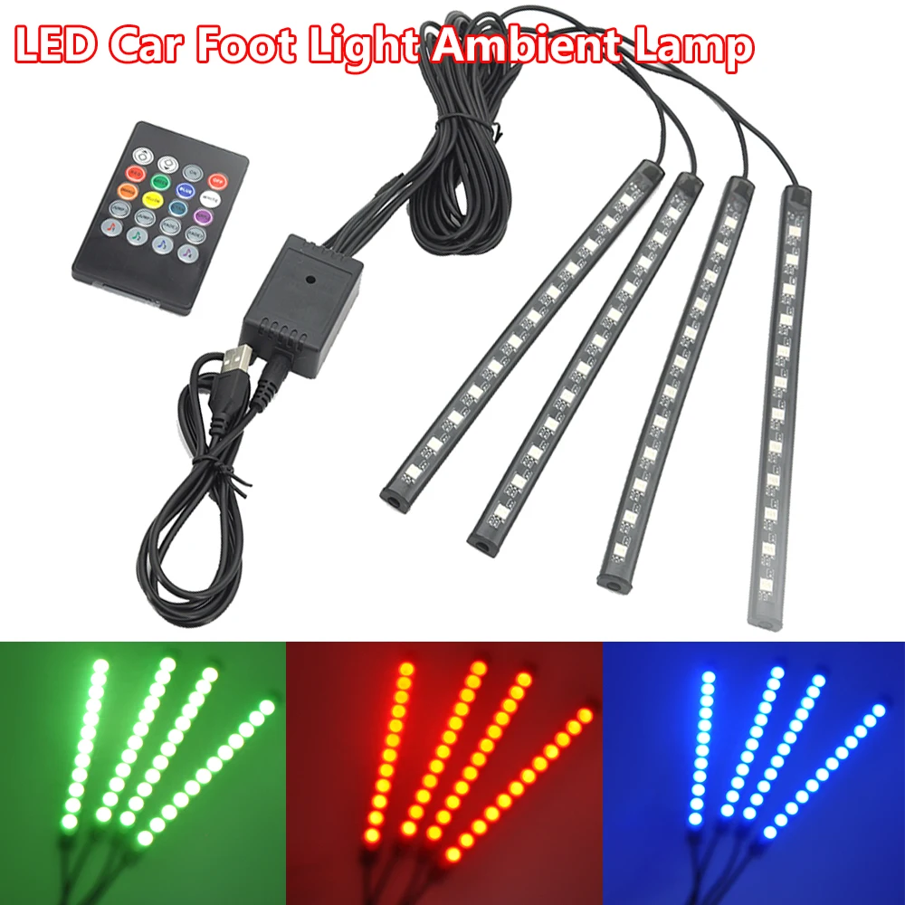 Светодиодный ная автомобисветильник лампа для ног беспроводная автомобильная