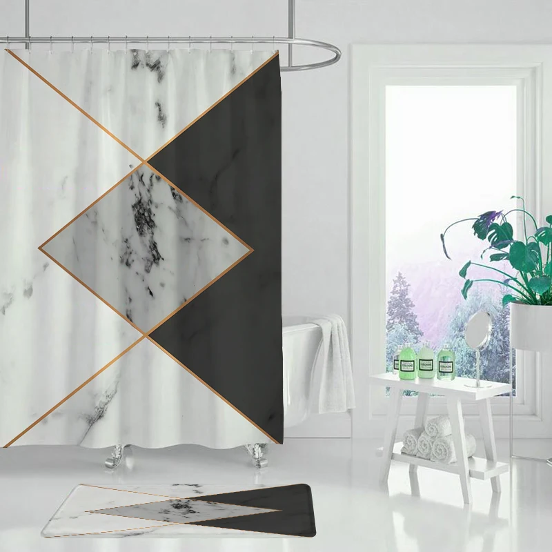 

Geometric shower curtain black yellow geometric shower curtain home decoration fabric bathroom curtain