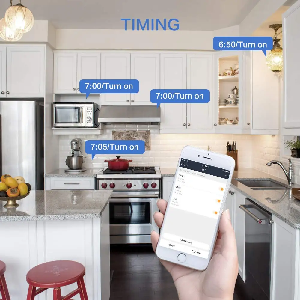 Умный адаптер с вилкой Wi-Fi 10А дистанционным голосовым управлением питание
