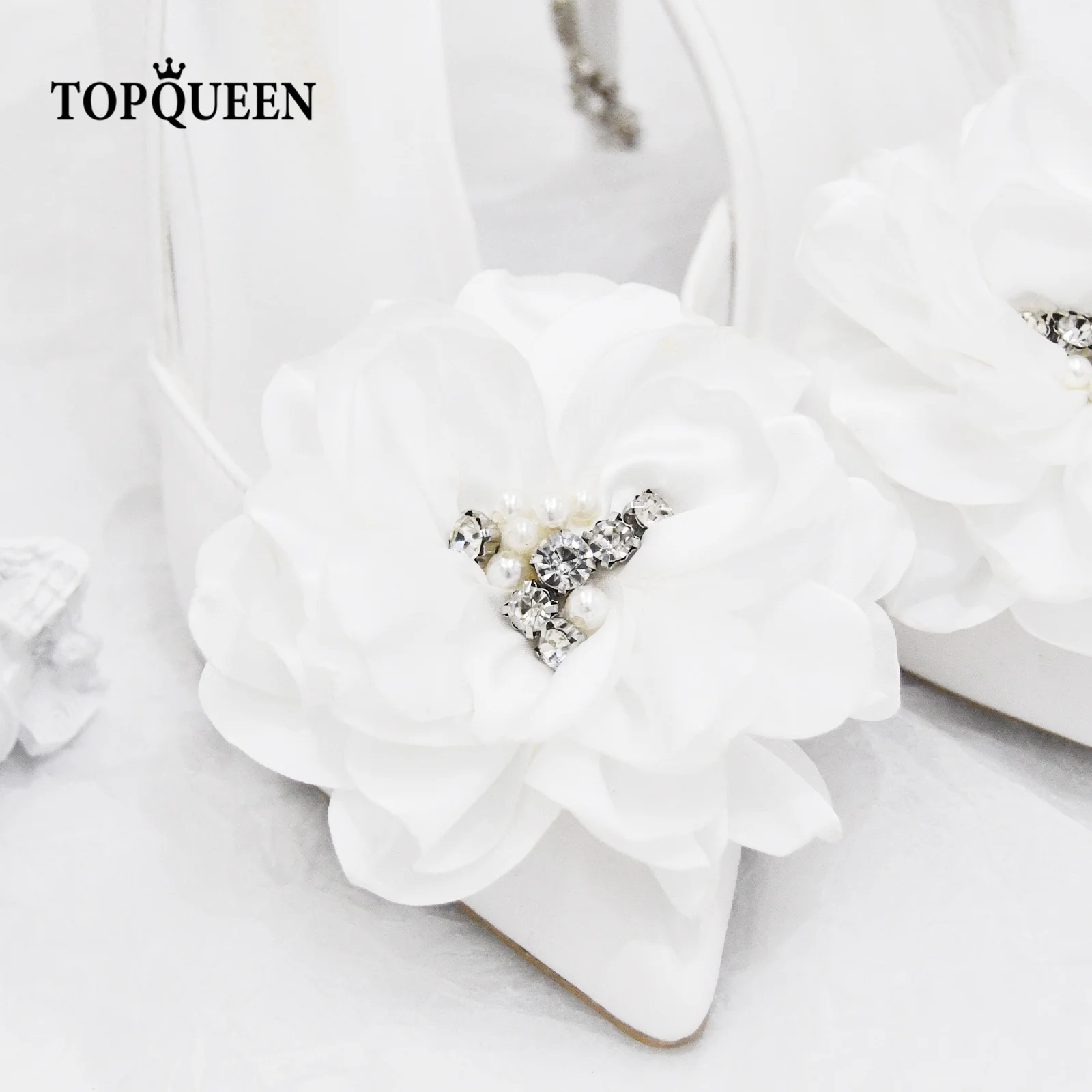 

TOPQUEEN AX24 Large Flower Shoe Clip Shoes For Bridal Wedding Party High Heels Beaded Decorations