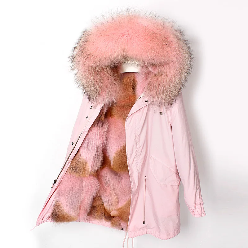 pink pink OFTBUY зимнее пальто Женская куртка с натуральным мехом пальто натуральный волк Мех теплая парка Толстая теплая верхняя одежда водонепроницаемая ткань Роскошная Новинка - Цвет: pink pink