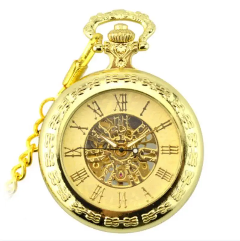 

Hot sale new LOO1 clamshell hollow mechanical pocket watch retro necklace watch male and female student pocket watch