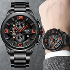 Часы наручные NIBOSI мужские с большим циферблатом, модные роскошные брендовые кварцевые спортивные водонепроницаемые