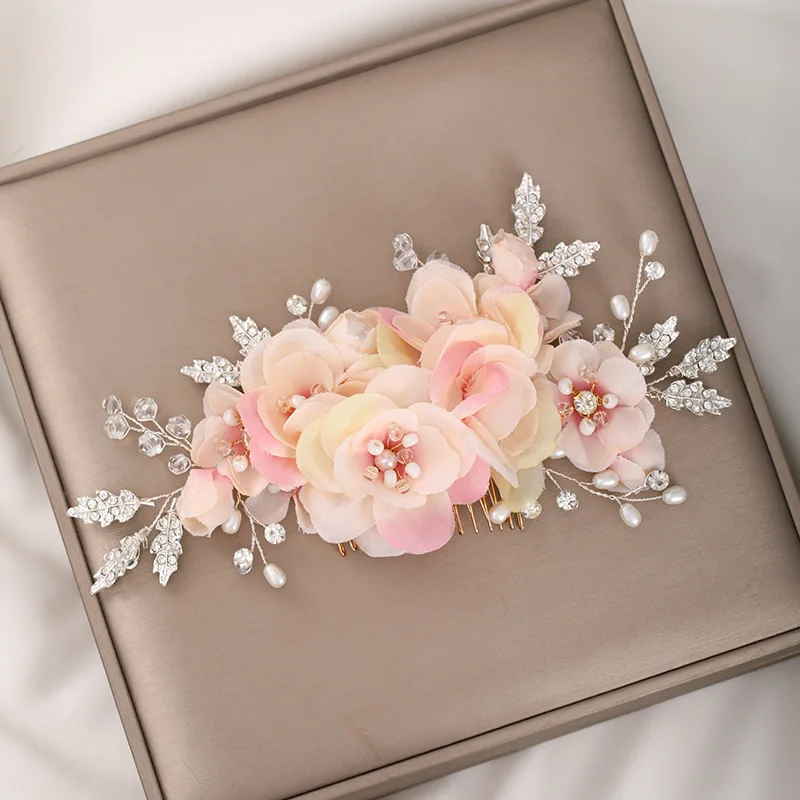 FORSEVEN Новый дизайн поддельные цветок лист Сияющий кристалл жемчуг гребни для