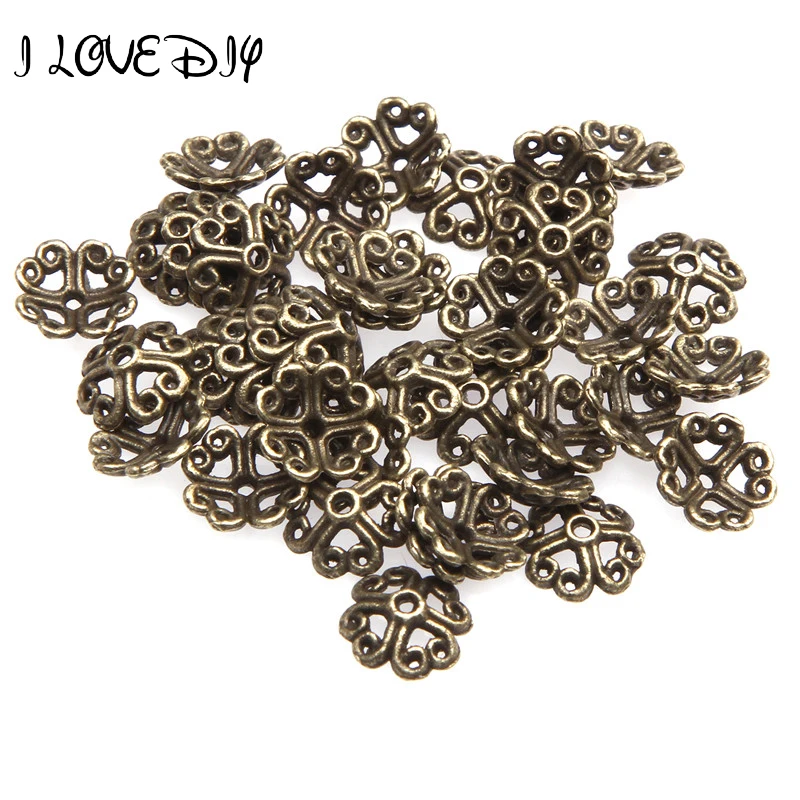 100 шт 8 мм Lucky Clover Форма цветок металлические концевые колпачки для изготовления