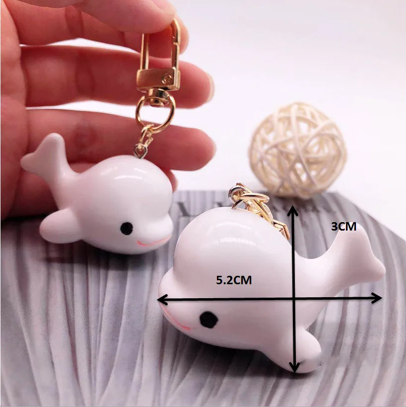

2020 Creative 3d White Lovely Dolphin Keychain Bag Mobile Phone Car Pendant Accessories Aquarium Souvenir Keyring Woman Girl