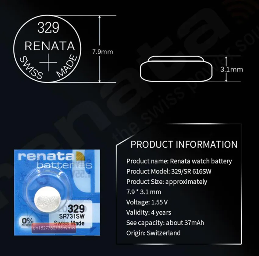 5 упаковок Renata долговечные 329 SR731SW D329 V329 батарейки для часов|Часовые батарейки| |