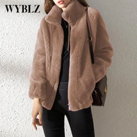 new double sided velvet coat 2021 autumn winter womens coats thickened warm jacket female fashion stand collar street outwear