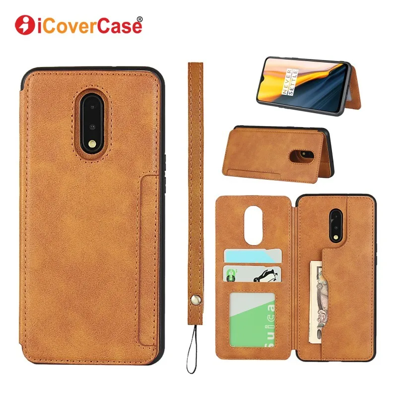 

iCoverCase for OnePlus 7 Pro Case Leather Card Holder Phone Cover for OnePlus 7 7T Case Magnetic Back Shell Pouch Mobile Covers