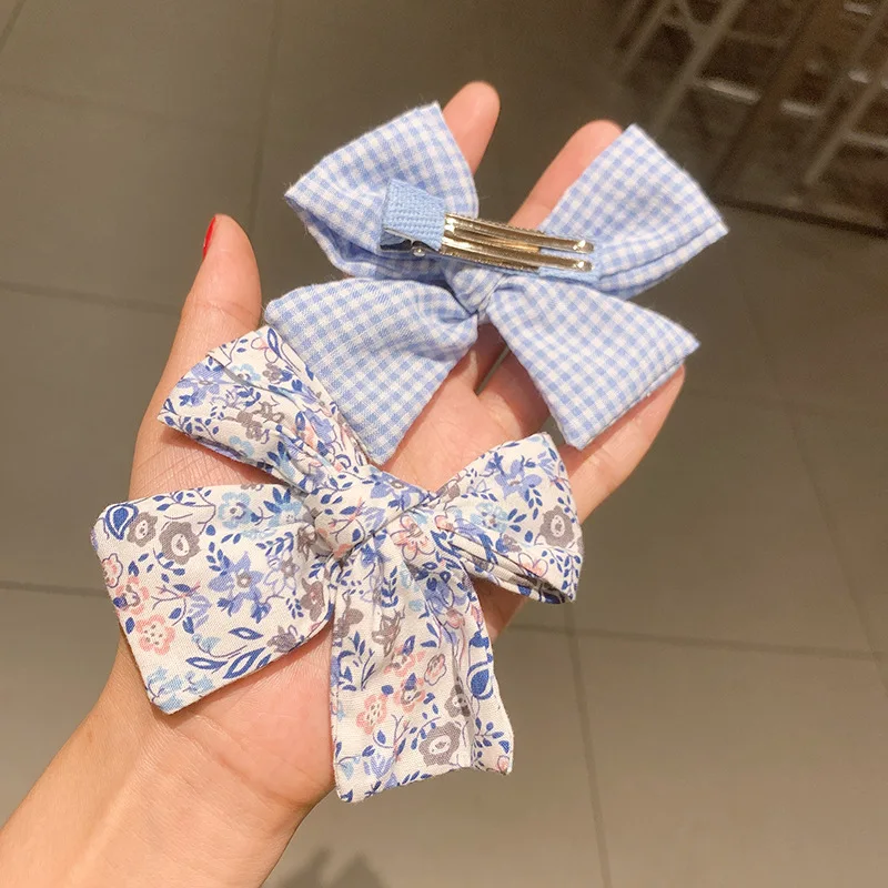 

3Pcs/Set New Korean Simple Plaid Floral Fabric Bow Duckbill Clip Fashion Beautiful Girl Kids Barrettes Baby Hair Accessories