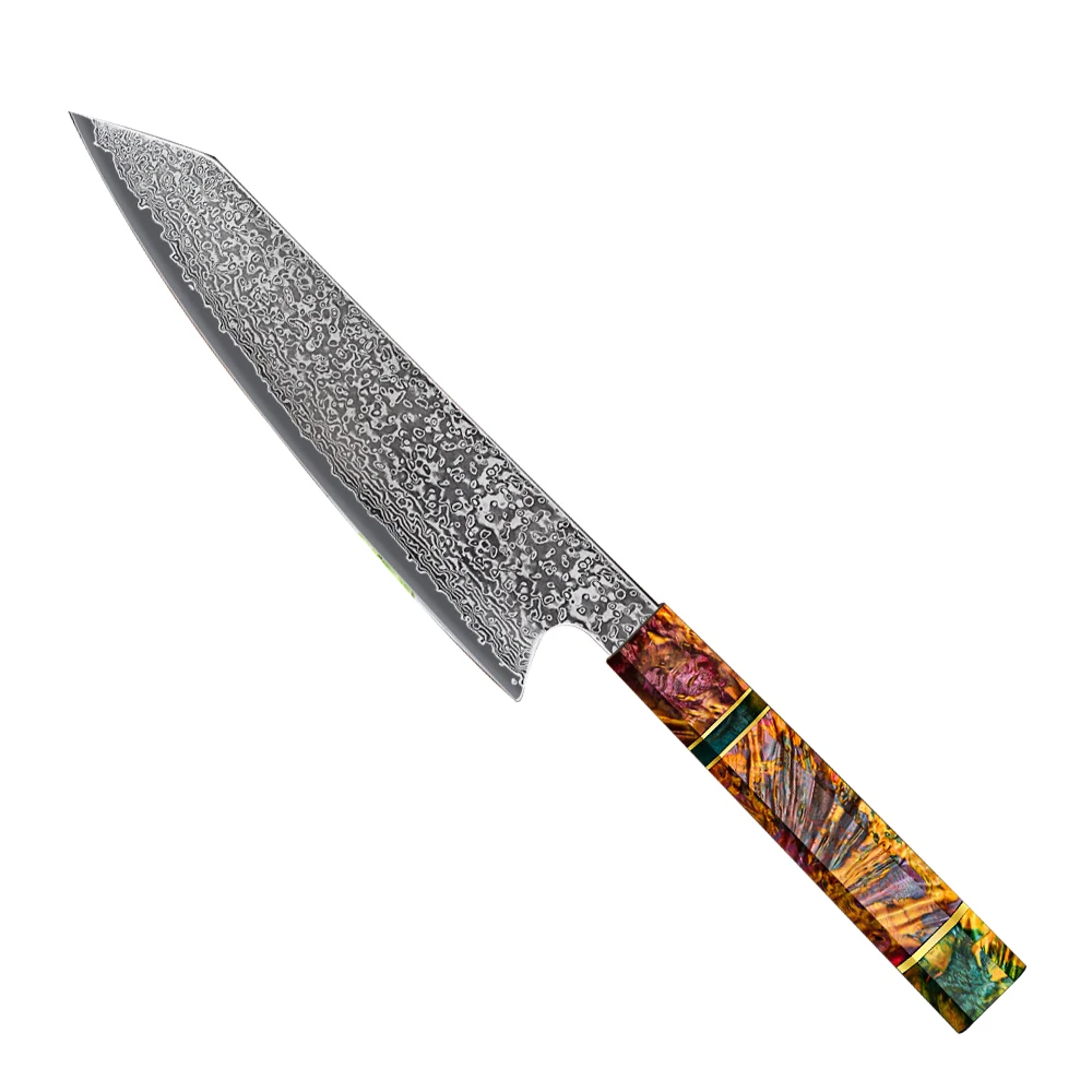 

BOUSSAC Nakiri Damascus Chef's Knife 67-layer VG10 Stable Wood 8-inch Slicing Knife Japanese Cuisine Fish Fillet Kitchen Knife