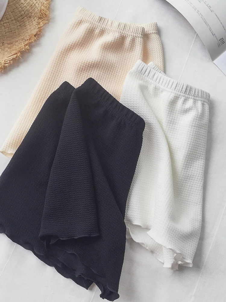 

Summer Ice Silk Shorts Summer Wardrobe Malfunction-proof Shorts Thin Insurance White Womens Shorts Spandex Shorts