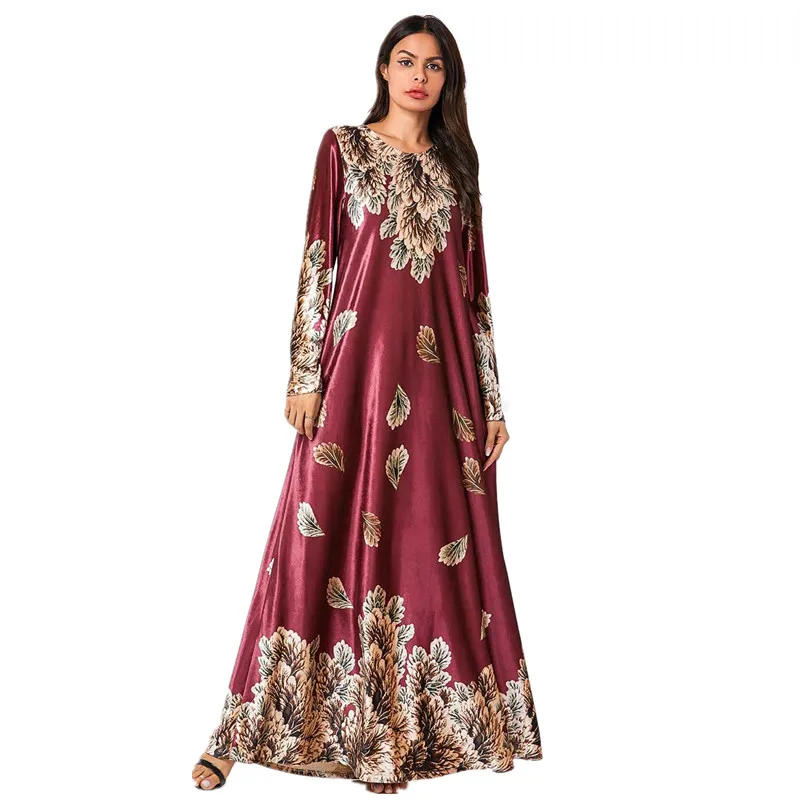 Красный 3XL 4XL Vestido Mujer осенне-зимнее бархатное платье макси с вышивкой осенняя одежда для женщин рождественское платье халат Longue Femme Elbise - Цвет: Красный