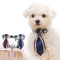 4pcs new dog cat collar set cotton striped bow tie pet dogs adjustable suit bowtie with bell dog necktie for party wedding