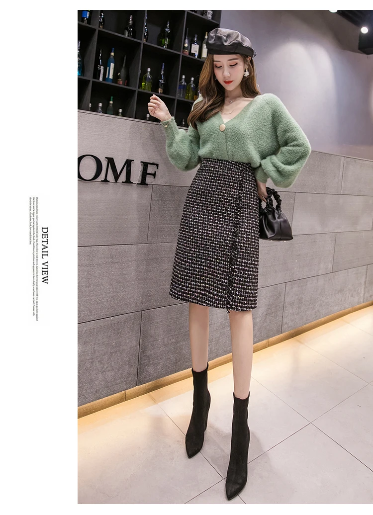 REALEFT новая осенне-зимняя винтажная женская одежда миди юбки OL Стиль Высокая талия карандаш обёрточная Юбка Saia Женская кисточка