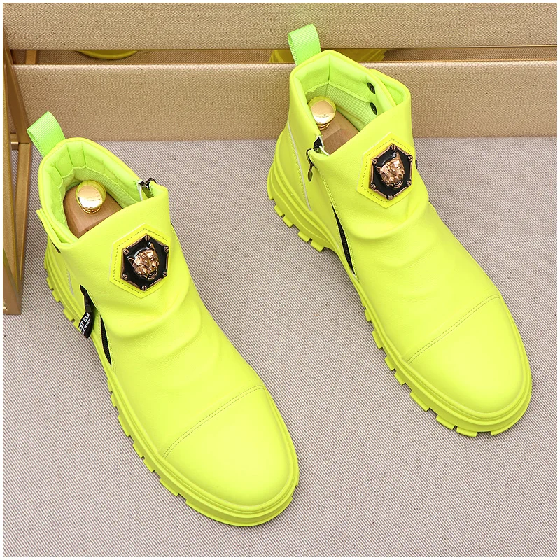 Высококачественные модные мужские высокие туфли в британском стиле с вышивкой