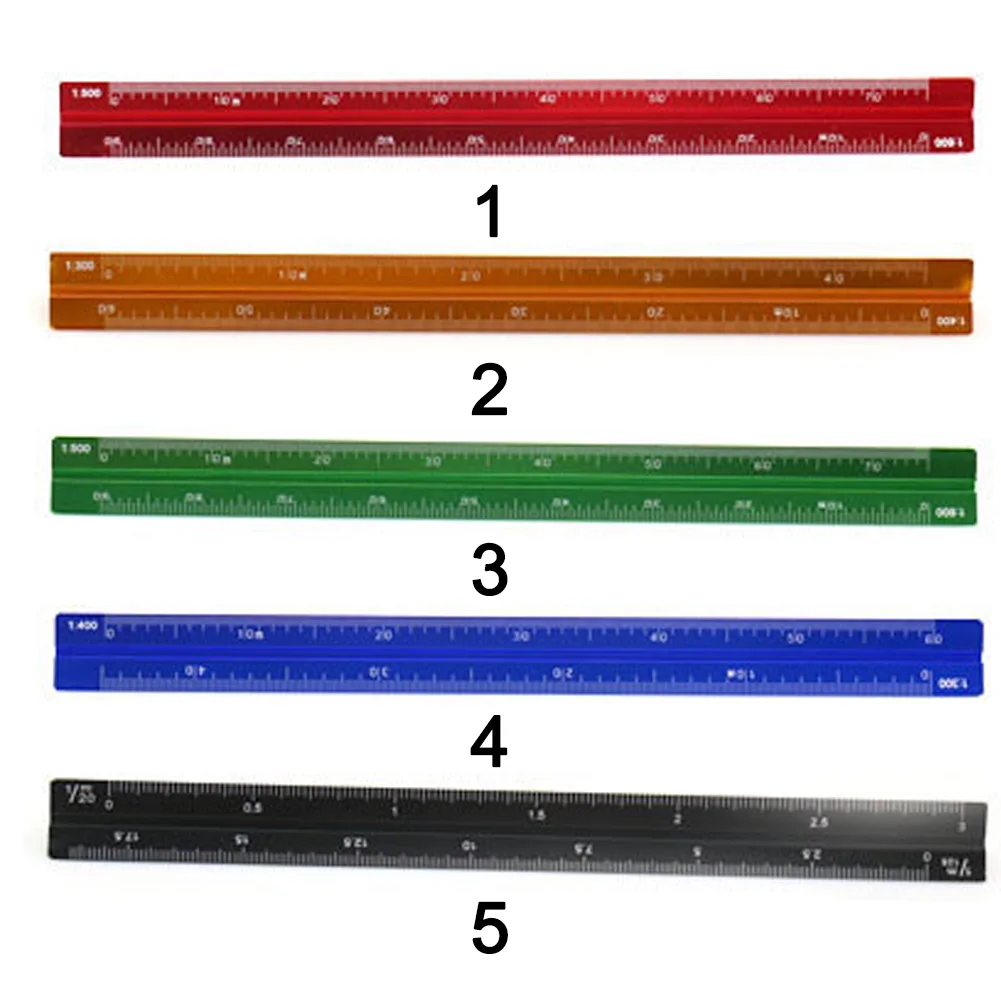 

1pc Multifunctional Colorful Small Proportion Scale Ruler Triangular Ruler Office Supplies Measuring Tool Aluminum School